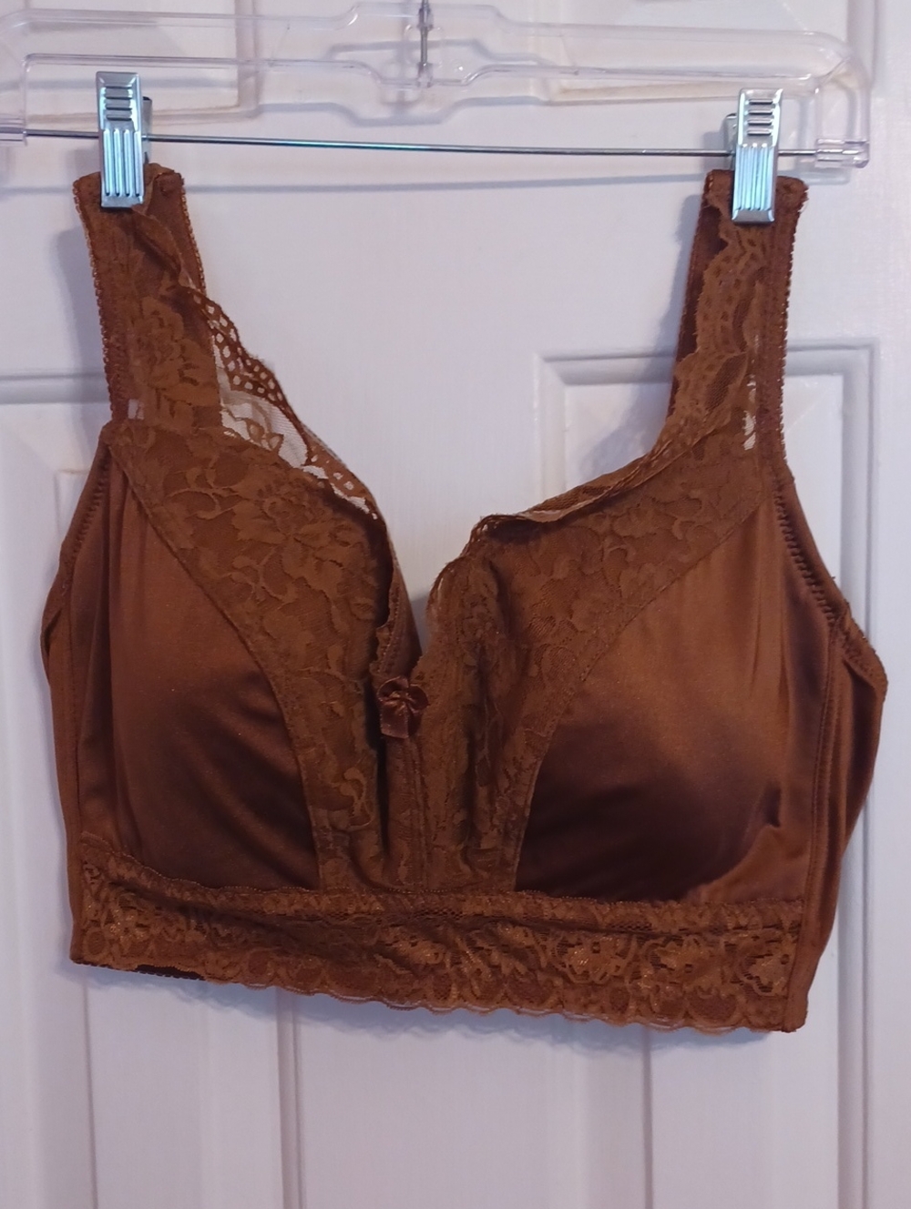 Rhonda Shear Brown Lace Wireless Longline Bra